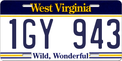WV license plate 1GY943