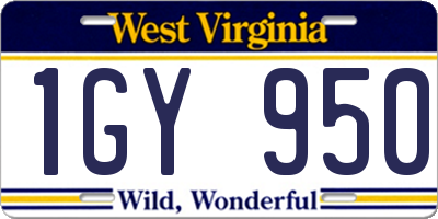 WV license plate 1GY950