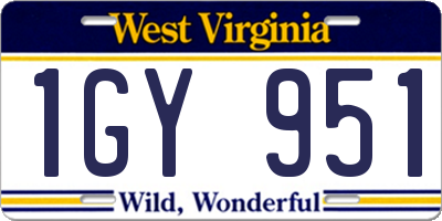 WV license plate 1GY951