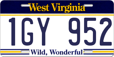 WV license plate 1GY952