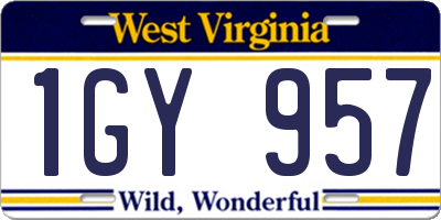 WV license plate 1GY957