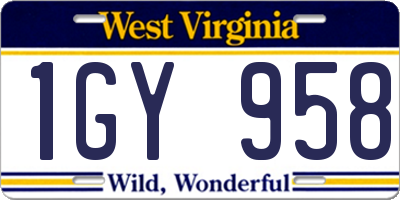 WV license plate 1GY958