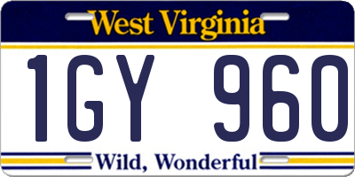 WV license plate 1GY960