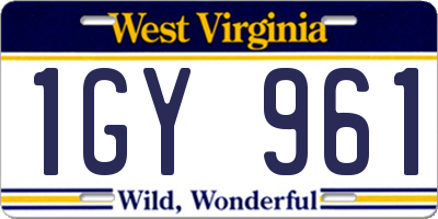 WV license plate 1GY961