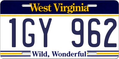 WV license plate 1GY962