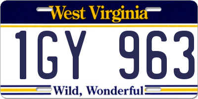 WV license plate 1GY963