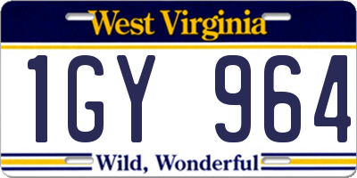 WV license plate 1GY964