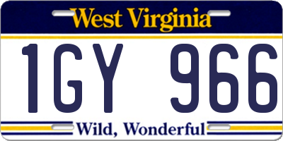 WV license plate 1GY966