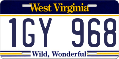 WV license plate 1GY968