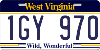 WV license plate 1GY970