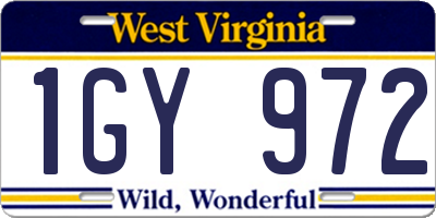 WV license plate 1GY972