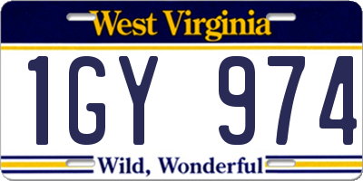 WV license plate 1GY974