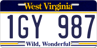 WV license plate 1GY987