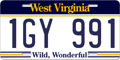 WV license plate 1GY991