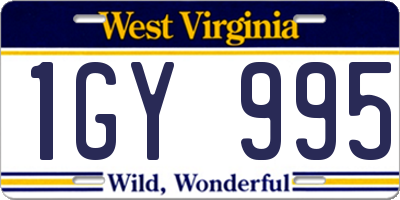 WV license plate 1GY995