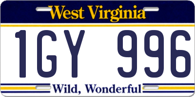 WV license plate 1GY996