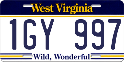 WV license plate 1GY997