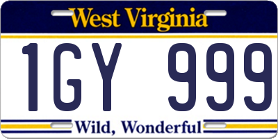 WV license plate 1GY999