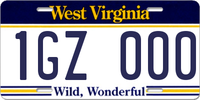 WV license plate 1GZ000