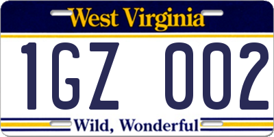 WV license plate 1GZ002