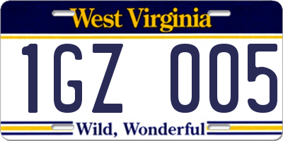 WV license plate 1GZ005