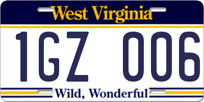 WV license plate 1GZ006