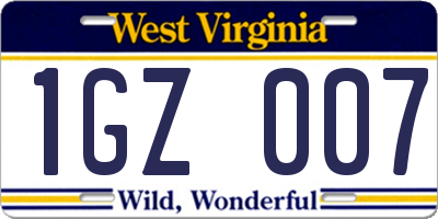 WV license plate 1GZ007