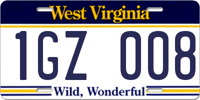 WV license plate 1GZ008