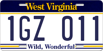 WV license plate 1GZ011