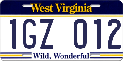 WV license plate 1GZ012