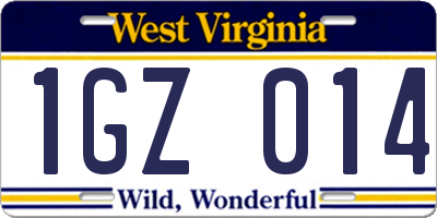WV license plate 1GZ014