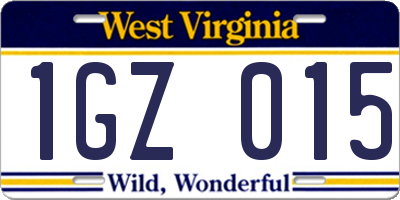 WV license plate 1GZ015