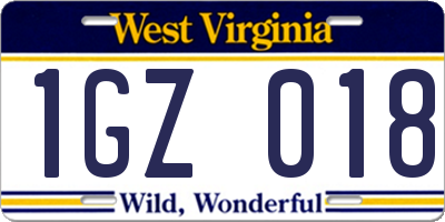 WV license plate 1GZ018