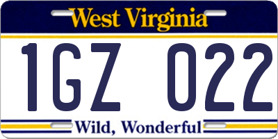 WV license plate 1GZ022
