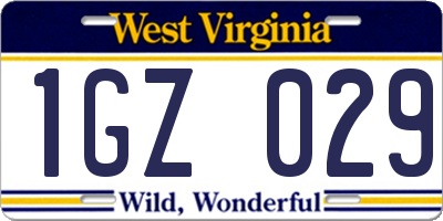 WV license plate 1GZ029