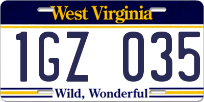 WV license plate 1GZ035