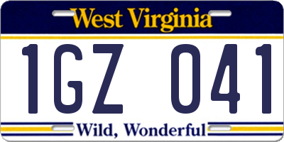 WV license plate 1GZ041