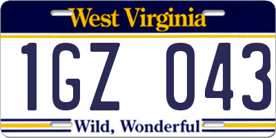 WV license plate 1GZ043