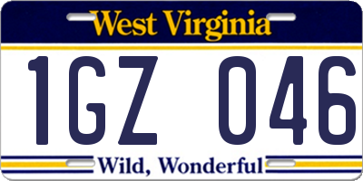 WV license plate 1GZ046