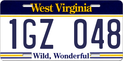 WV license plate 1GZ048