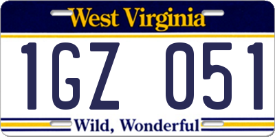 WV license plate 1GZ051