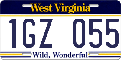 WV license plate 1GZ055