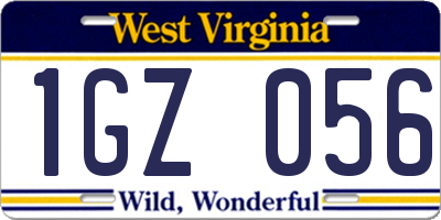WV license plate 1GZ056