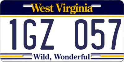 WV license plate 1GZ057