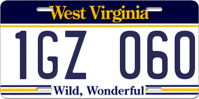 WV license plate 1GZ060