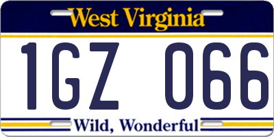 WV license plate 1GZ066