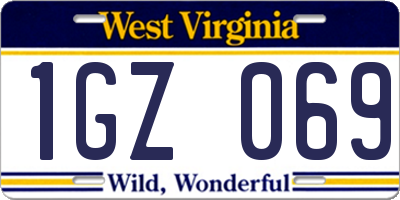 WV license plate 1GZ069