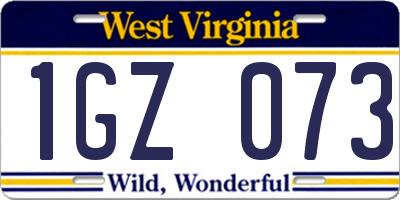 WV license plate 1GZ073