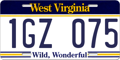 WV license plate 1GZ075