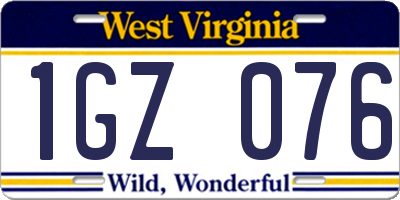 WV license plate 1GZ076